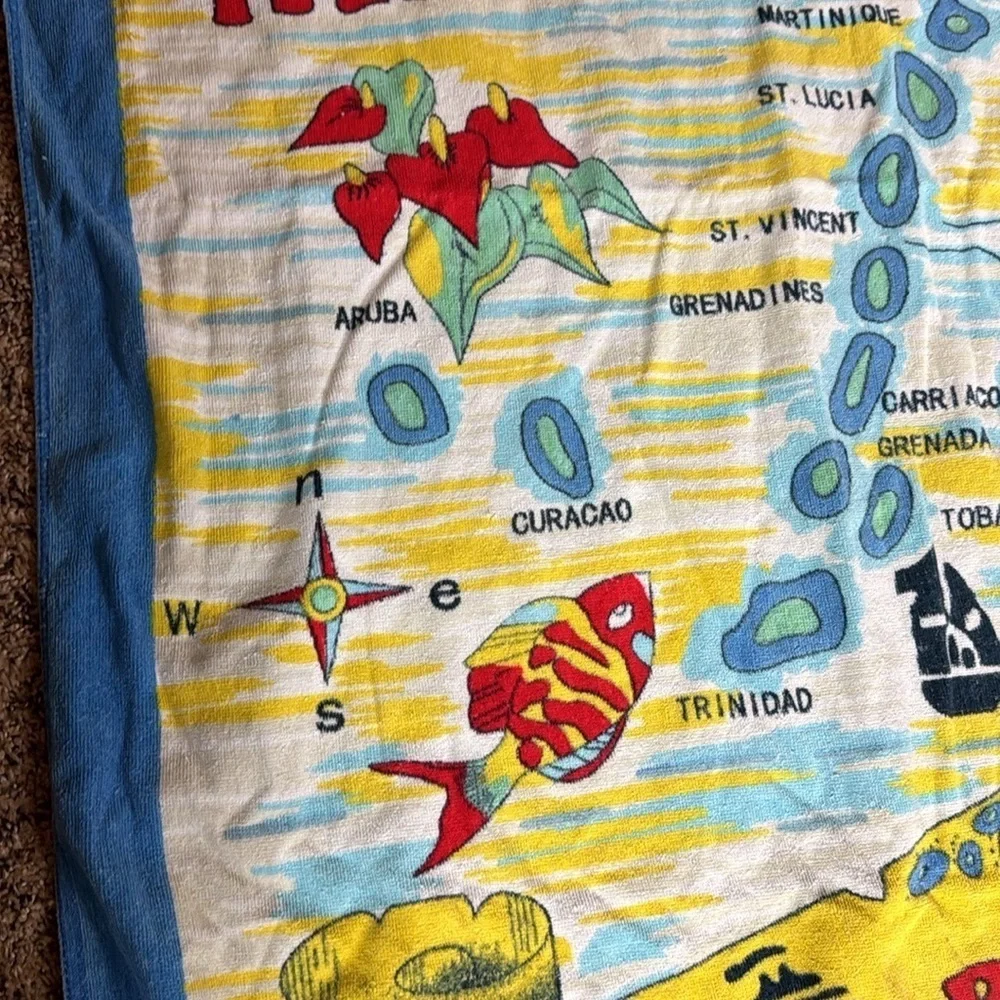 Vintage The Caribbean Islands beach towel